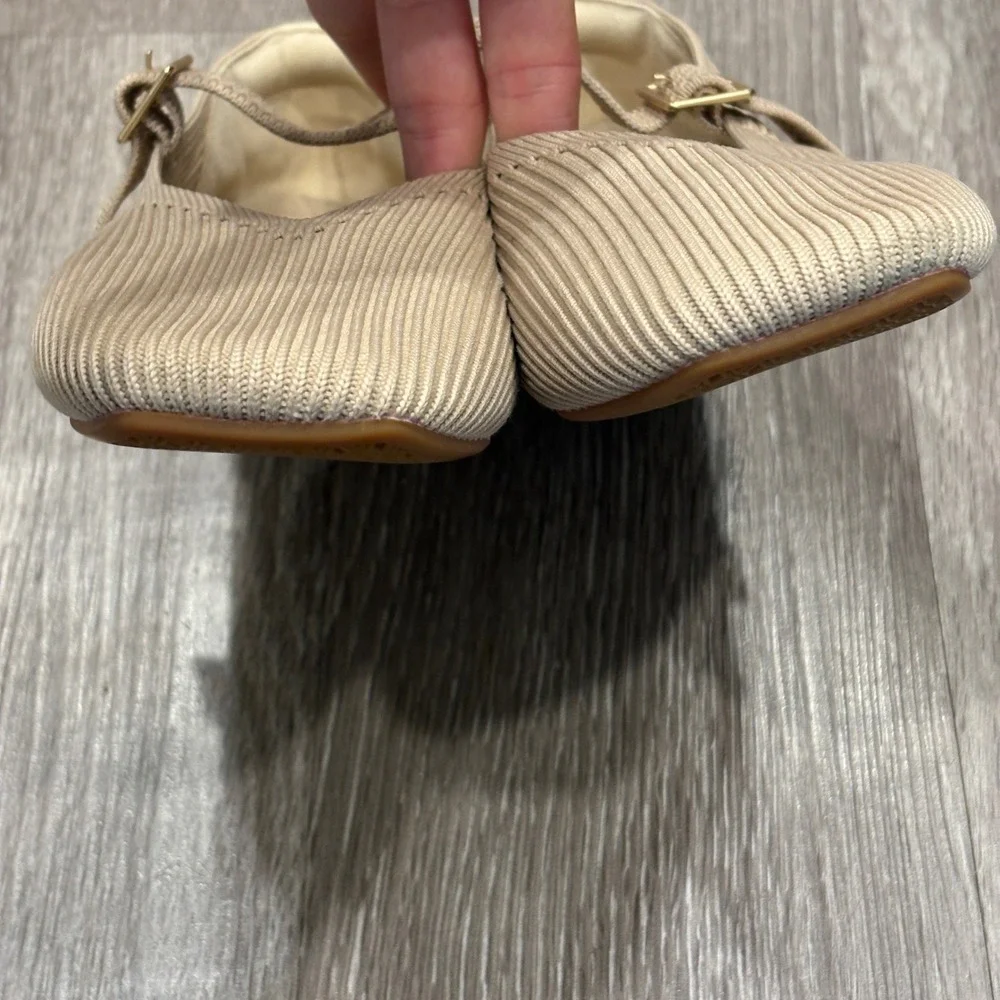 VIVAIA Margot Square-Toe Mary Jane Almond Ribbed Knit Flat Preppy Minimalist 8.5 - Picture 3 of 9